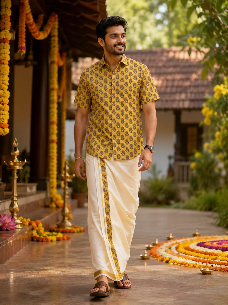 ONAM SHIRT - DHOTI COMBO ( PRE BOOK )