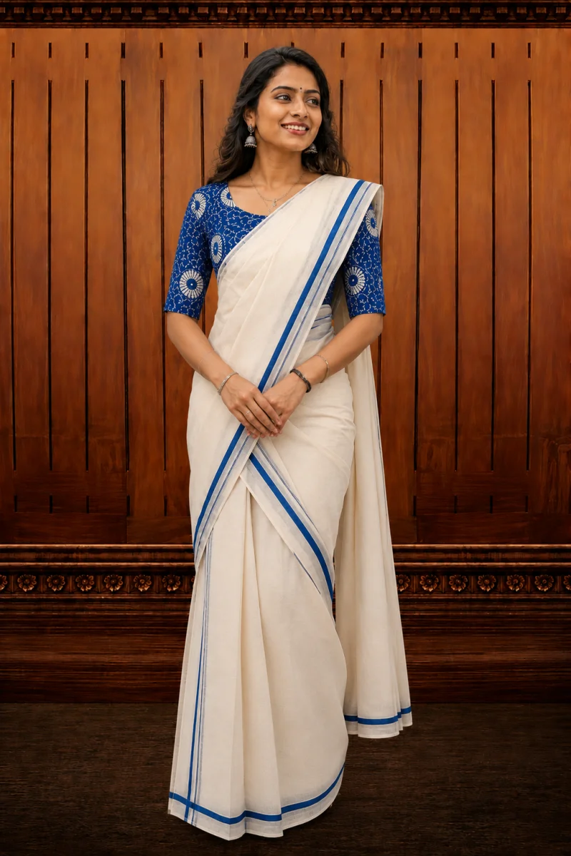 PULIYILAKARA SET MUND - BLOUSE COMBO