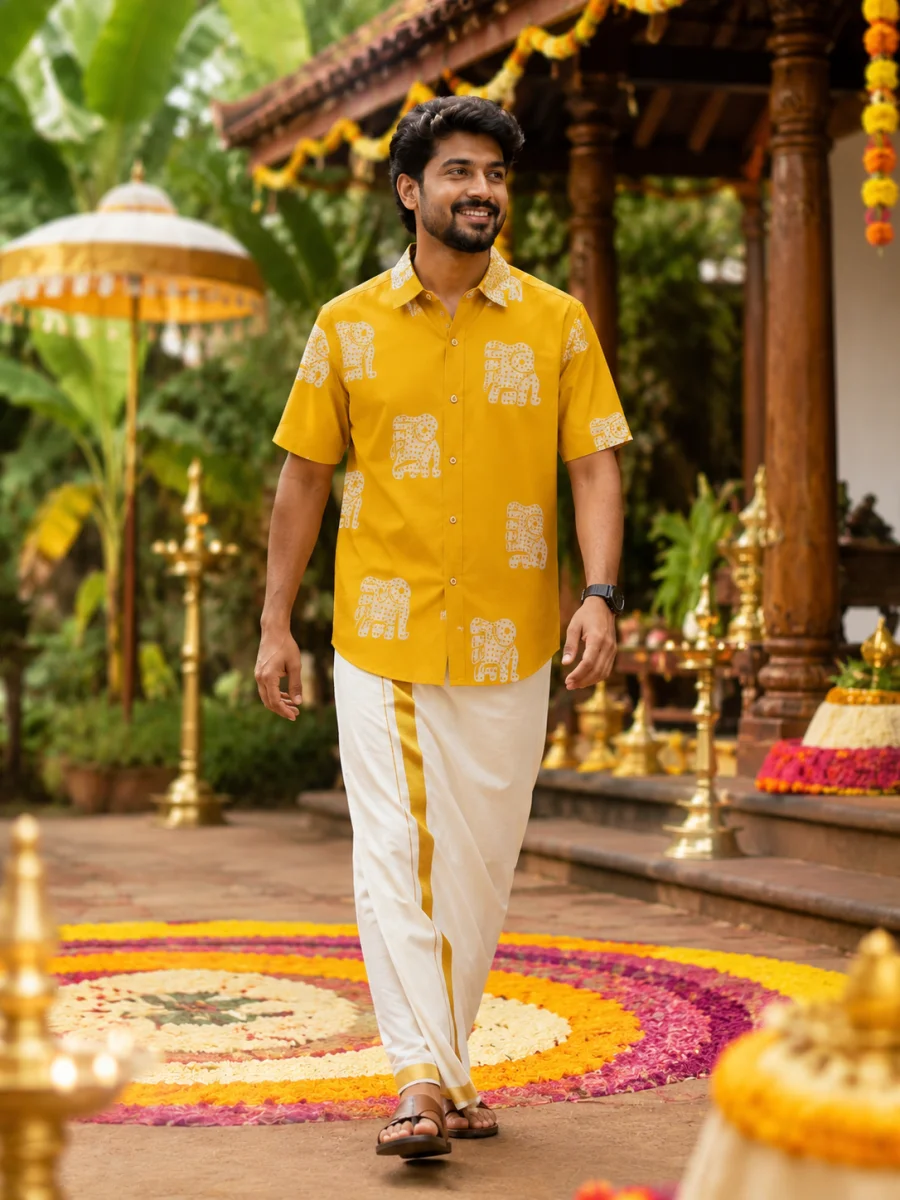 ONAM SHIRT - DHOTI COMBO ( PRE BOOK )
