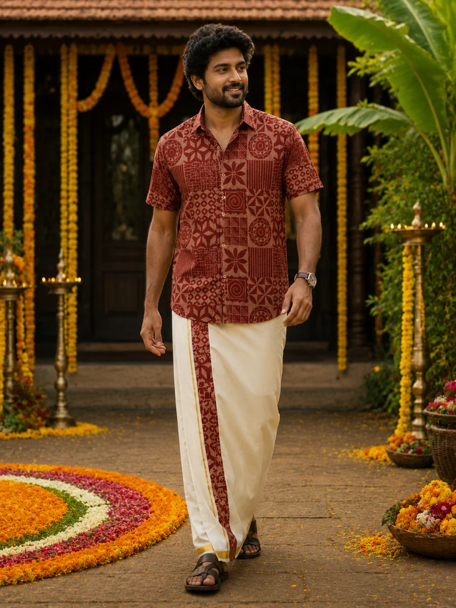 ONAM SHIRT - DHOTI COMBO ( PRE BOOK )